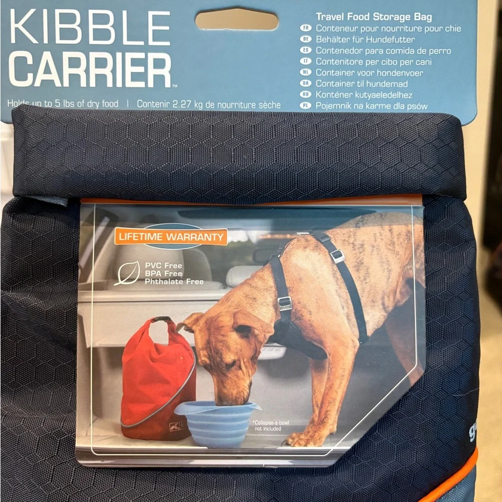 Kurgo Pet Food Carrier in Navy and Orange